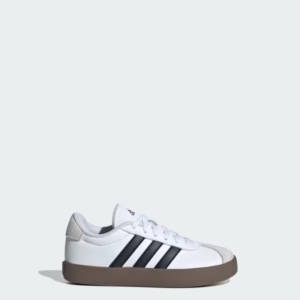 adidas White Sneakers with Black Stripes and Brown Sole Size 6